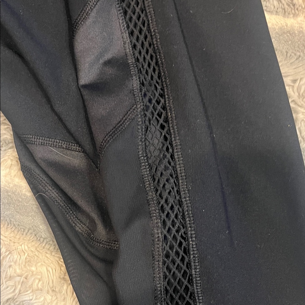 90 Degree By Reflex Black Cropped Pants with Mesh Detail - Picture 2 of 6